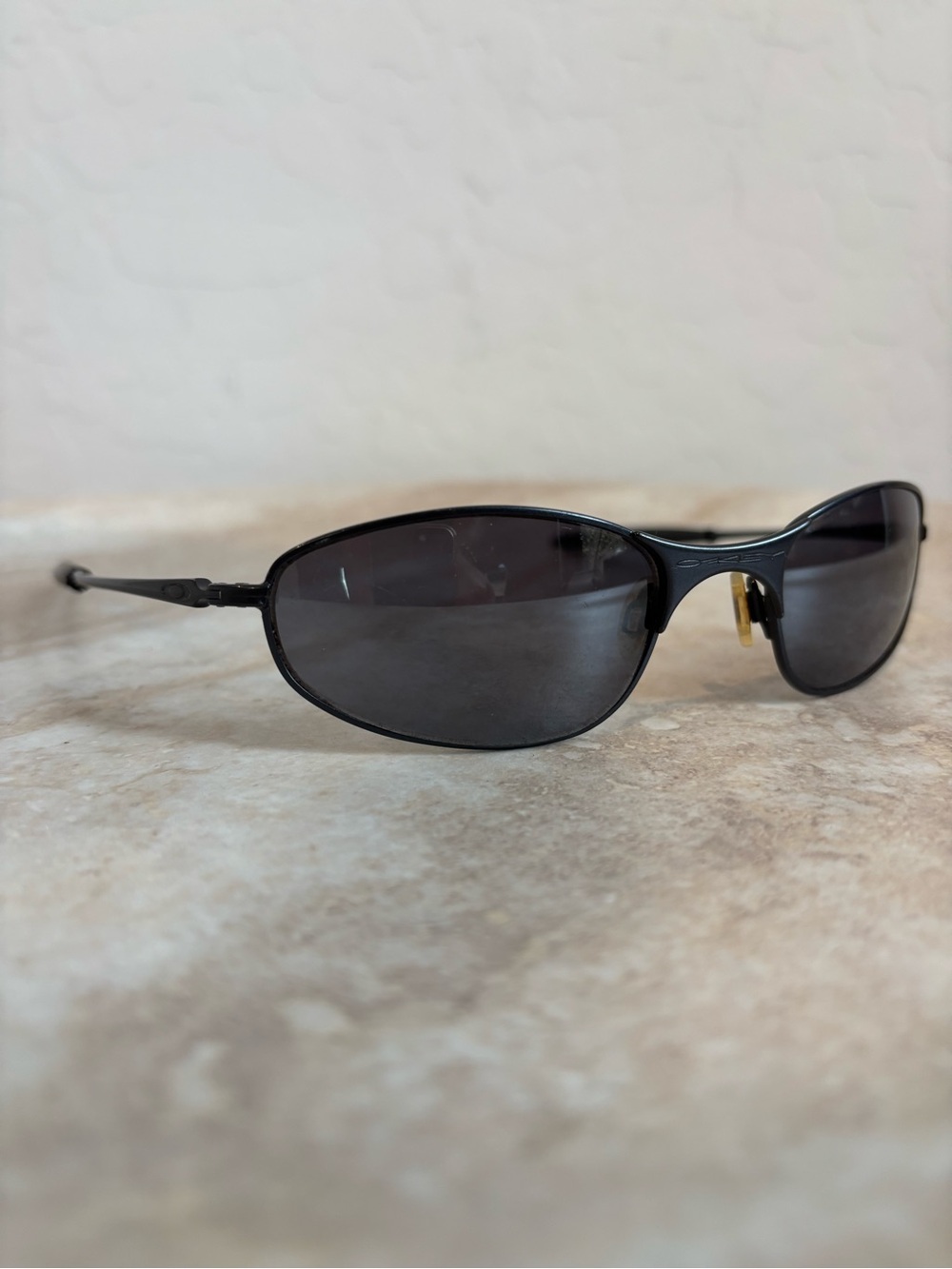 Oakley A Wire Black Metal Oval Sunglasses